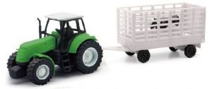 NEW05685D - Tractor green with cow trailer and cow