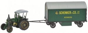 SCH7697 - LANZ BULLDOG green with trailer SCHENKER & CO