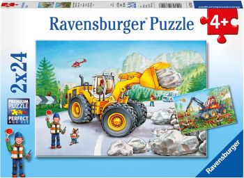 RAV078028 - 2 Puzzles 24 Pieces shovel and forestry tractor