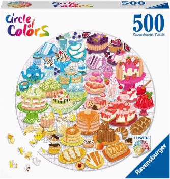 RAV171712 - 500 Pieces Desserts and pastries puzzle Circle of colors