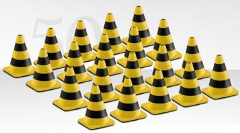 CON99823/01 - Set of 20 black and yellow beacon cones