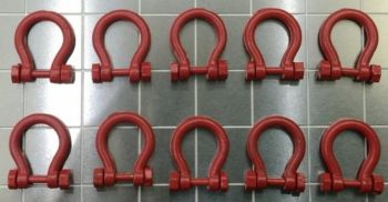 YCC639-1 - Set of 10 Shackles 150/200 Tons (not threaded with bolts and nuts) Red