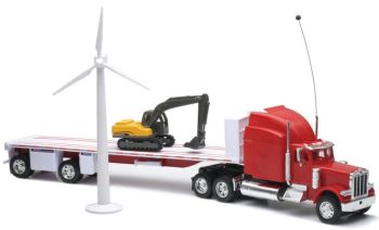 NEW88825 - PETERBILT 389 6x4 radio controlled with trailer 2 axles and excavator and wind turbine