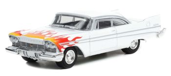 GREEN30362 - PLYMOUTH Belvedere 1957 white with flames in blister pack