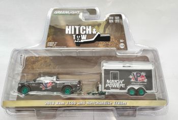 GREEN32270-C_VERT - DODGE RAM 2500 VP-RACING FUELS-MAKIN with green wheels and HITCH & TOW trailer in blister pack