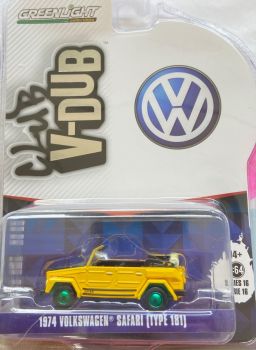 GREEN36070-CVERT - VOLKSWAGEN Safari Type 181 yellow with green rims 1974 from the series CLUB VEE-DUB in blister pack