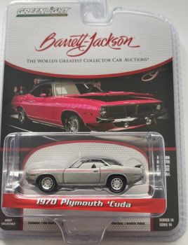 GREEN37310-D_GRIS - PLYMOUTH Cuda 1970 Grau aus der BARRETT JACKSON-Serie in Blisterverpackung