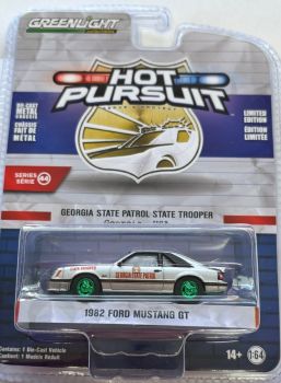 GREEN43020-A_VERT - 1982 FORD Mustang GT with Georgia State Patrol HOT PURSUIT green wheels in blister pack