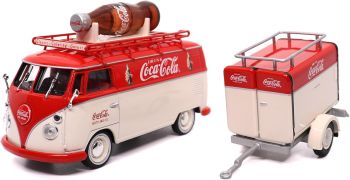 MCITY443060 - VOLKSWAGEN T1 combi 1960 with bottle on roof and COCA-COLA trailer