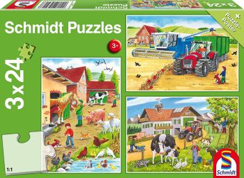 SCM56216 - 3 24 Piece Farmhouse Puzzles with poster