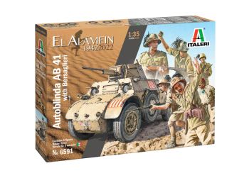 ITA6591 - Model of Autoblinda AB 41 with Bersaglieri El Alamein to assemble and paint