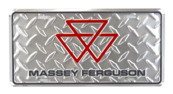 96124 - MASSEY FERGUSON Silver metal plate - 30 x 15 cm