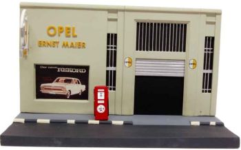 AKI0169 - Garage facade with sidewalk OPEL Ernst Maier dimensions 21cm long x 11cm high