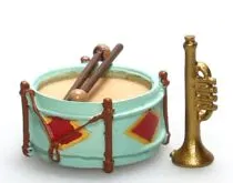 AKI0264 - Miniature drum and trumpet for dollhouse