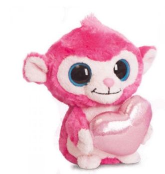 AUR73771 - Pink Monkey plush with heart 13 cm