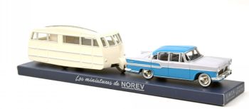 NOREVCL5712 - 1958 SIMCA Vedette Chambord blue leman and grey with Hénon caravan