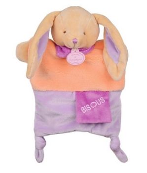 DC2784LAPIN - Rabbit puppet Little secret Orange and purple 25 cm