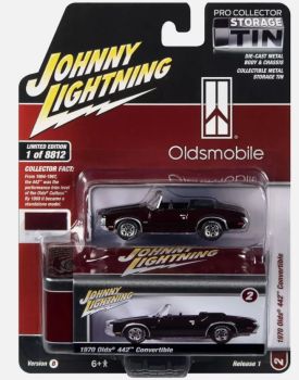 JLCT011-C - OLDSMOBILE 442 cabriolet 1970 Bordeaux from the COLLECTOR TINS series in blister pack