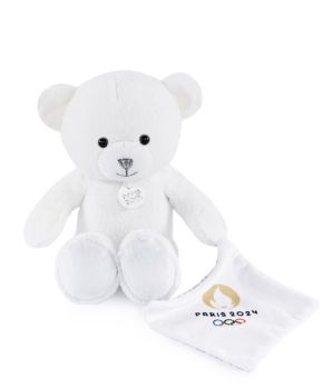 JO2448 - Teddy bear with white comforter - Paris 2024 - 25cm