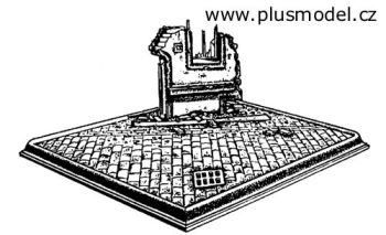 PLS034 - Miniature house ruin to assemble and paint dimensions length 8 cm height 9 cm floor 25 x 18 cm