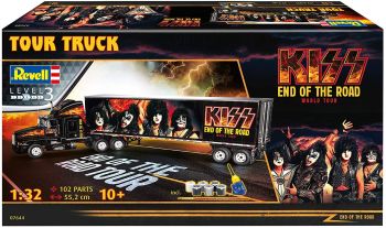 REV07644 - KENWORTH 6x4 and KISS End Of The Road World van trailer tour scale model to assemble and paint