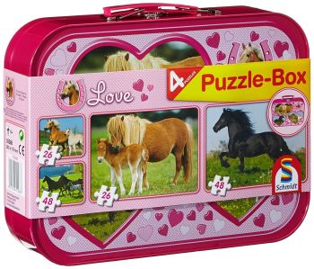 SCM55588 - 2 puzzles of 26 pieces and 2 puzzles of 48 pieces - HORSES